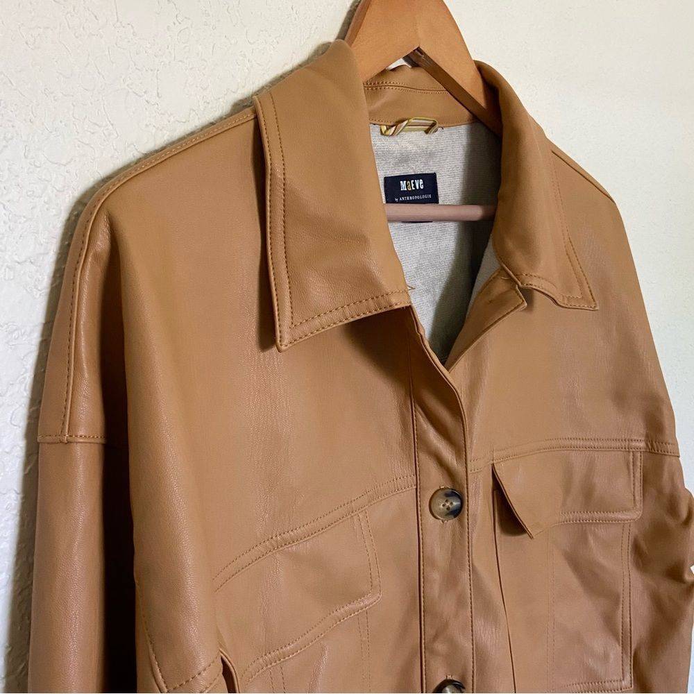 Anthropologie Maeve Faux Leather Oversized Shirt Jacket - Picture 6 of 15